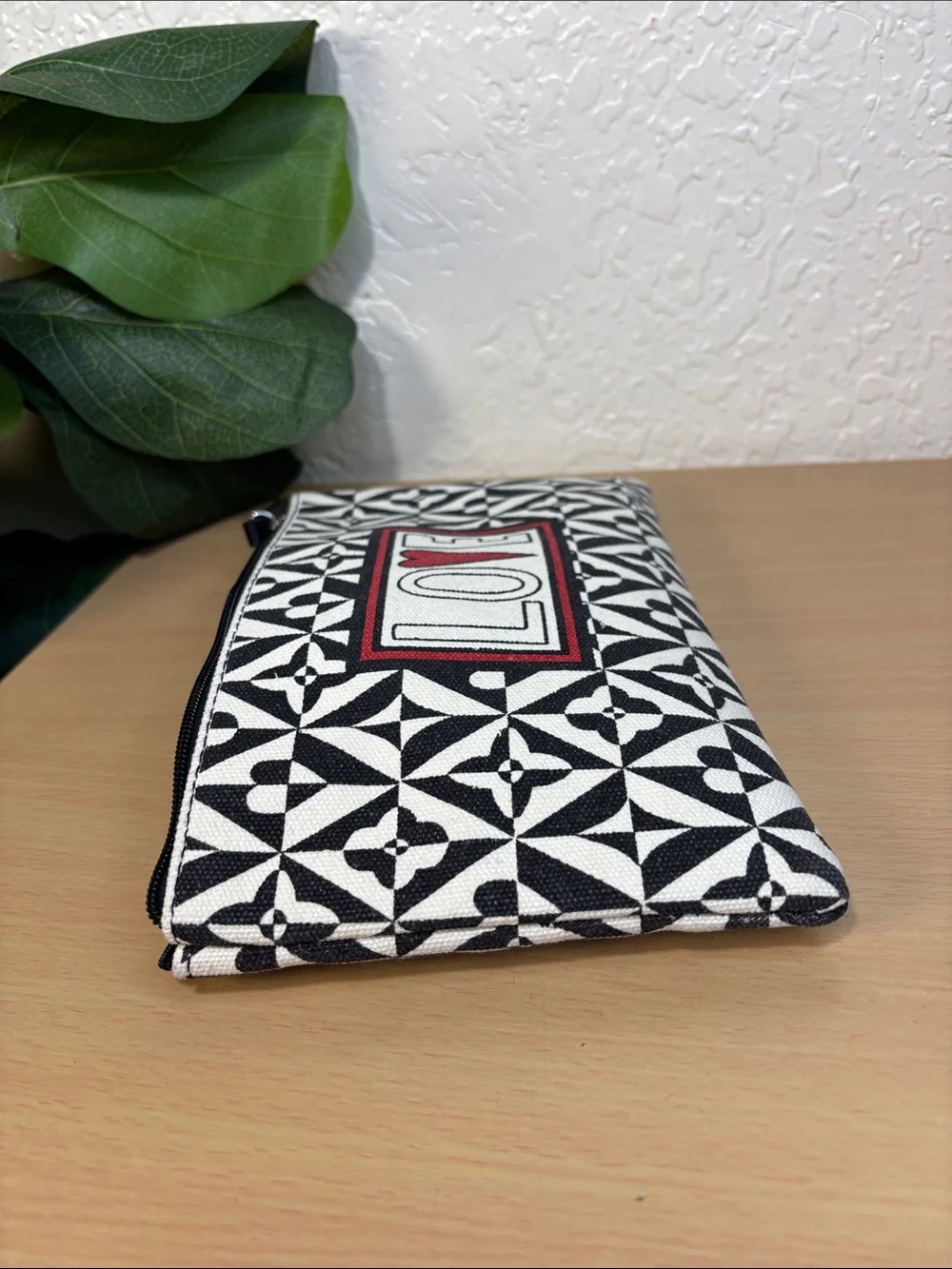 Brighton Black & Cream LOVE Pattern Canvas Wristlet